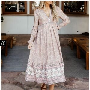 In Loom Boho Floral Long Sleeve Maxi Dress